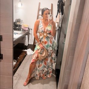 No Complications Ivory Tropical Print Maxi Dress